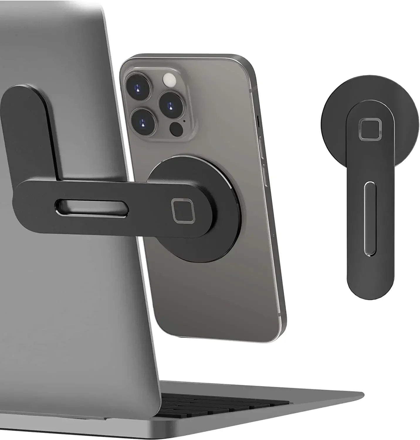 Magnetic mobile phone holder by Eway with sleek design, securely holding a smartphone in a car or on a desk.