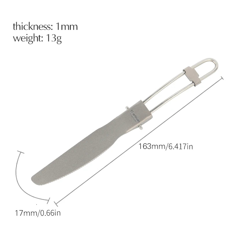 Eway Tiartisan titanium dining tools set with fork, knife, and spoon on a white background.