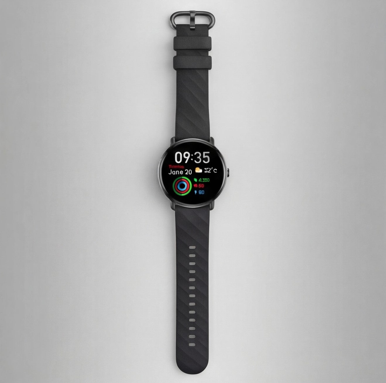 Eway Zeblaze GTR 3 PRO smart watch with round display, fitness tracking, and sleek black band.
