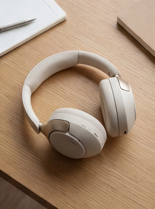 Eway Nova Sound Pro wireless earbuds with sleek design and charging case, close-up view showing earbud details.