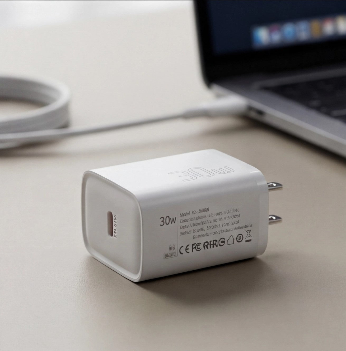 Eway ESSAGER 30W Type-C fast charger with sleek design, compact build, and USB-C port for quick device charging.