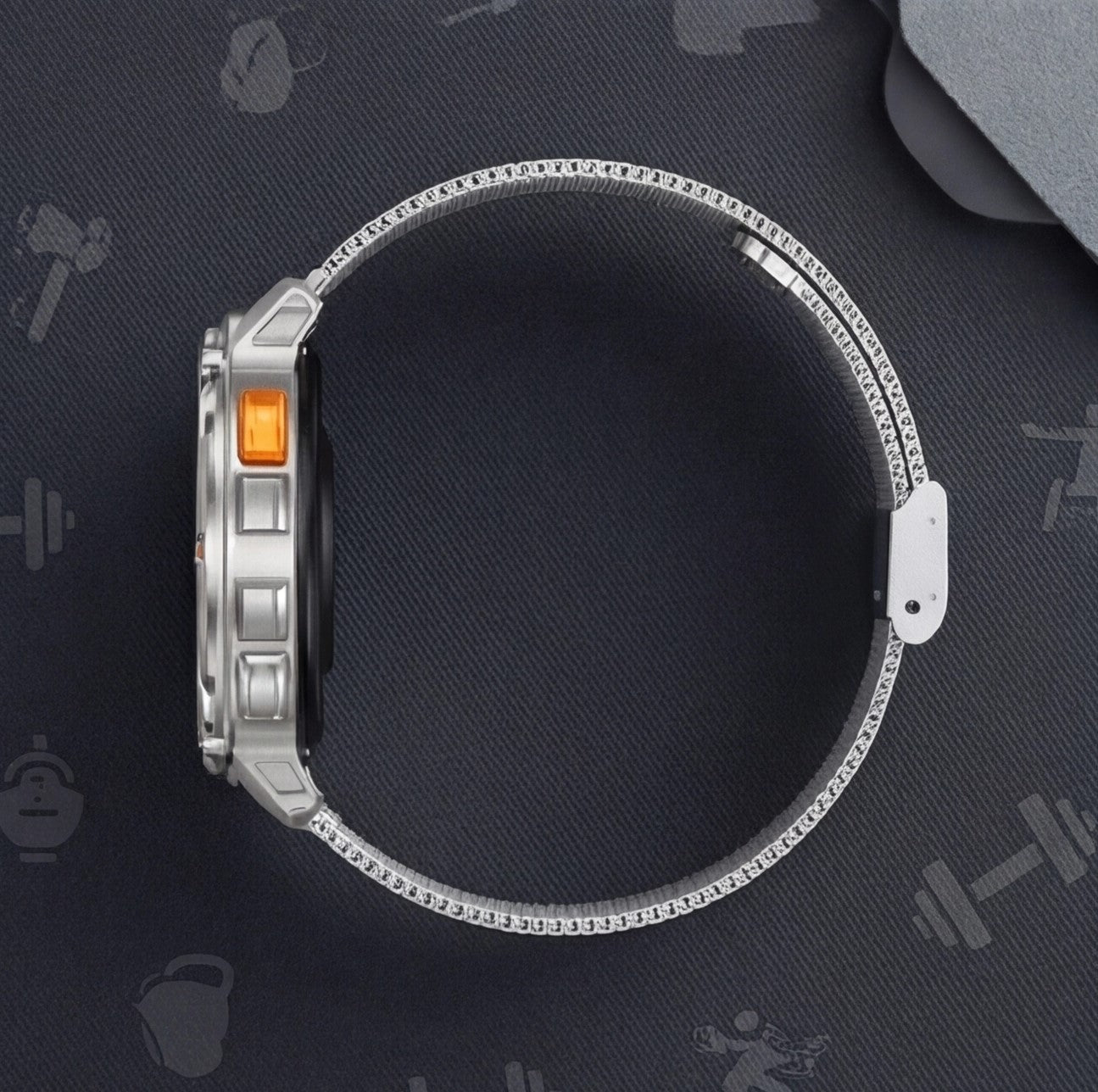 Eway GUHUAVMI smart watch with black band and digital display showing time and health tracking features.
