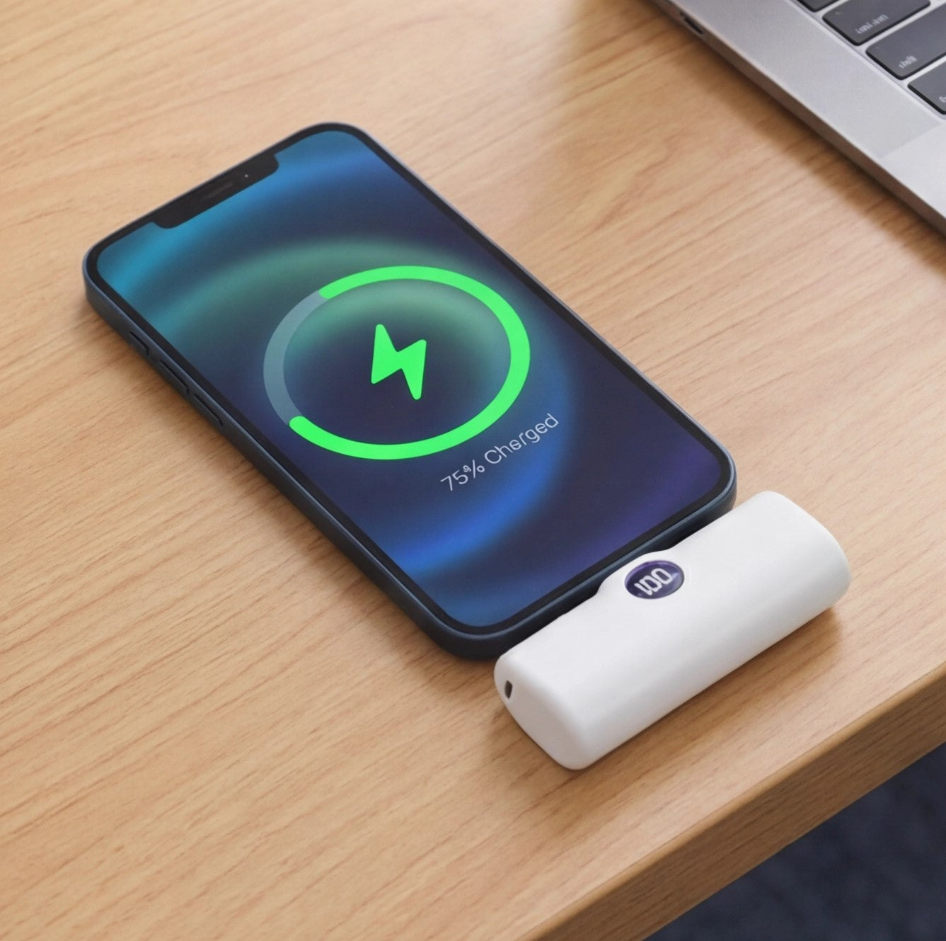 Eway portable power bank with digital display showing battery level and 18W fast charging capability.
