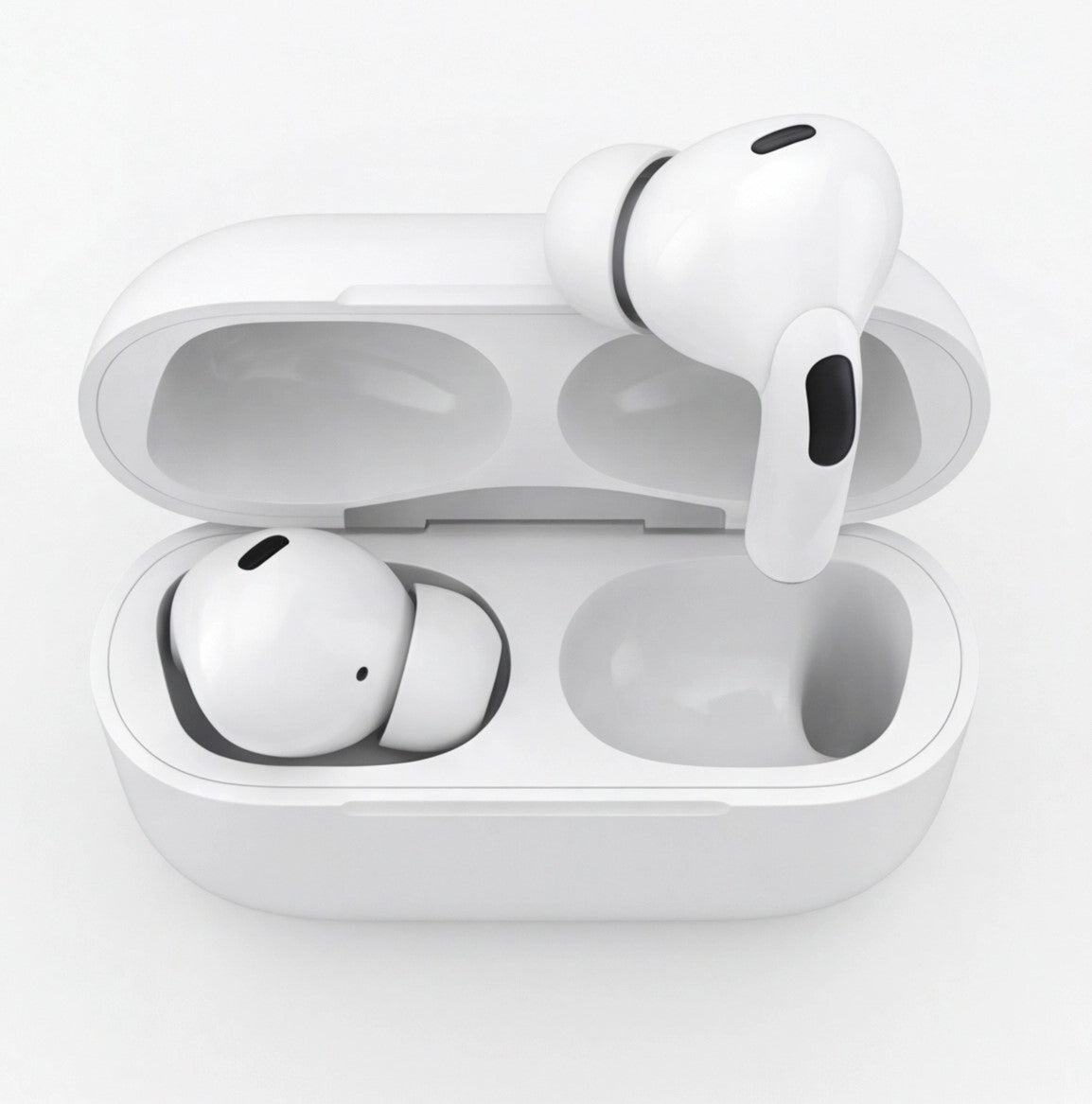 Wireless Jiansu Eway earphones with sleek design, featuring in-ear buds and compact charging case for portable listening.