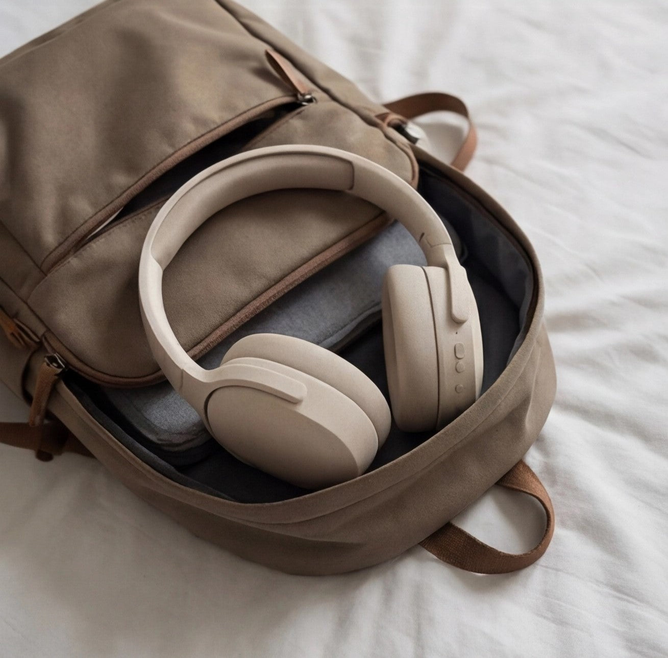 Wireless AyeBeau earphones by Eway with sleek design and earbud fit, shown in a close-up image.
