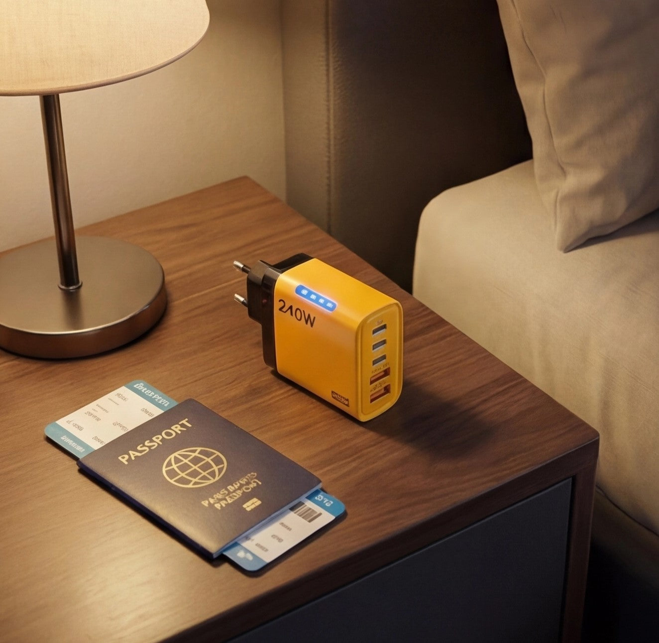 Eway 120W multi-port fast charger with multiple USB and Type-C ports for quick device charging.