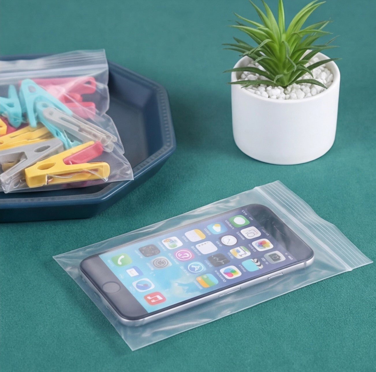 Eway Ziplock food storage bags stacked, reusable and resealable, ideal for keeping food fresh and organized.