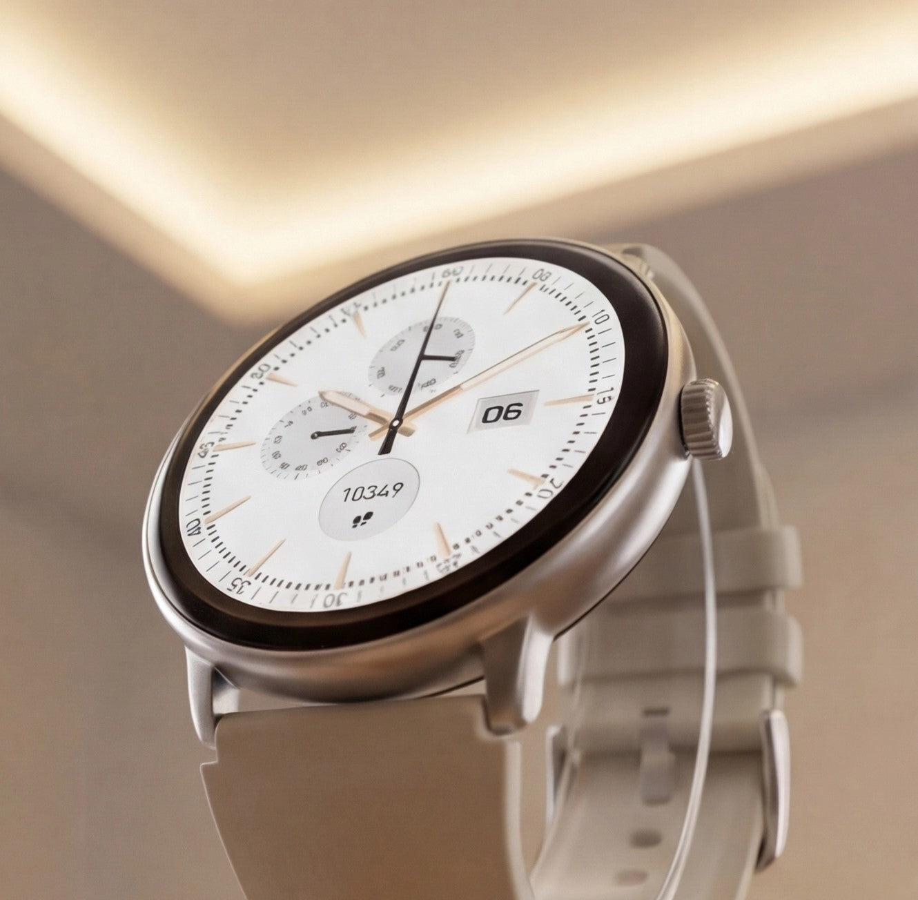 Eway Zeblaze LILY 2 smart watch displaying a sleek black screen with digital time and fitness tracking icons.