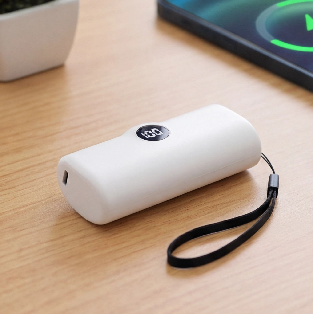 Eway portable power bank with digital display showing battery level, 18W fast charging, compact and lightweight design.