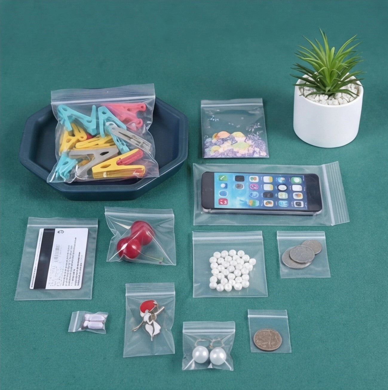 Eway Ziplock food storage bags, reusable, with airtight sealing, shown filled with snacks and vegetables for freshness.