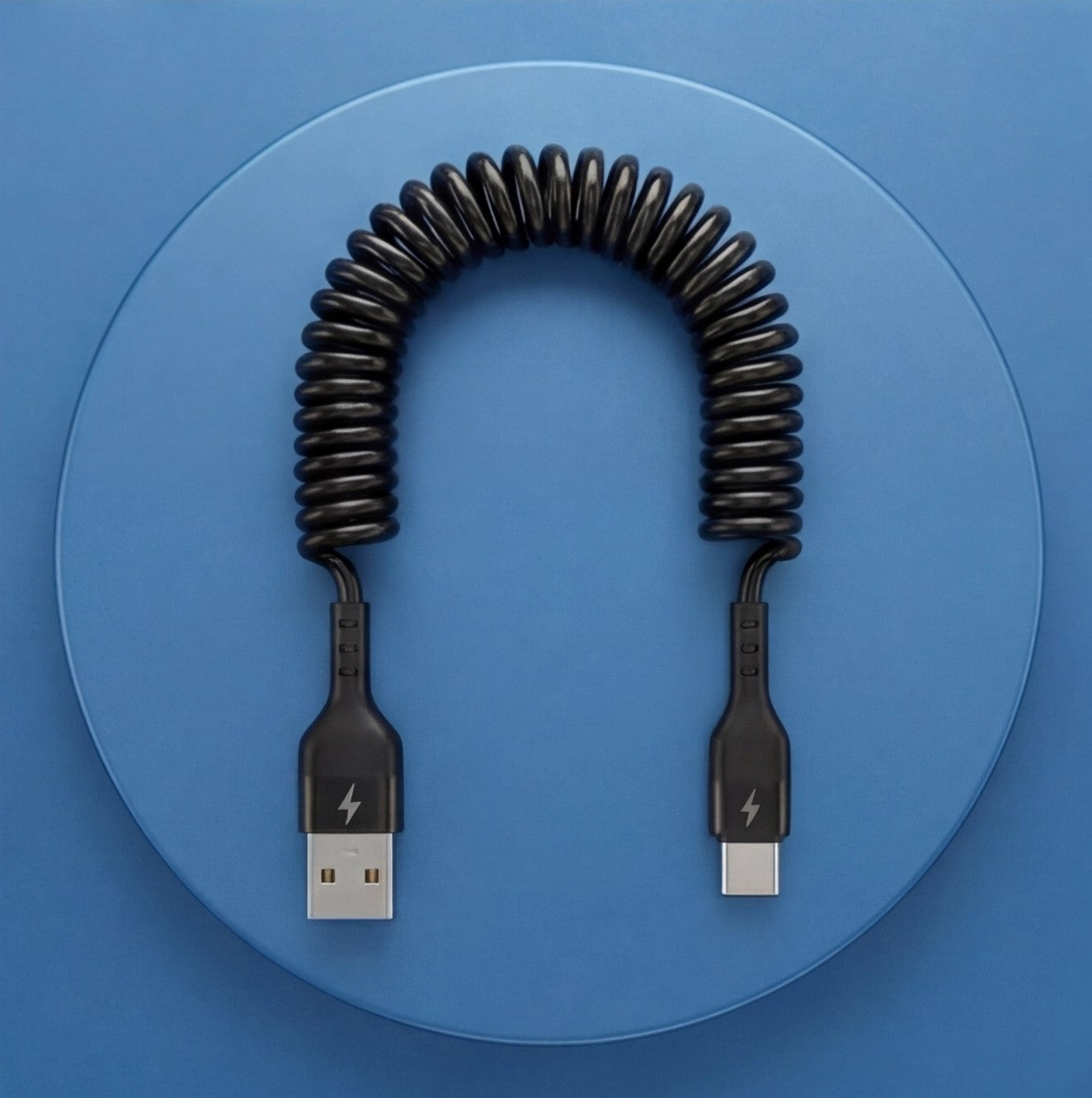 Eway Type-C retractable charging cable with flexible design, compact and portable for easy device charging.