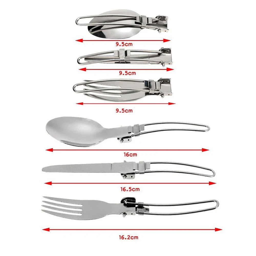 Eway camping pot set with multiple stainless steel pots and lids for outdoor cooking and camping adventures.