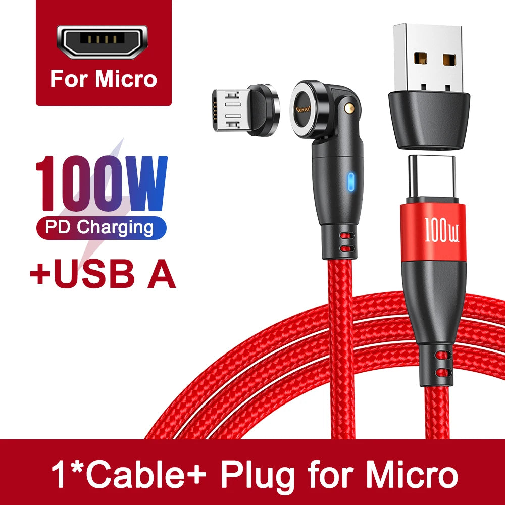 Eway AUFU 3-in-1 magnetic charging cable with 100W power, shown connected to multiple devices for fast charging.