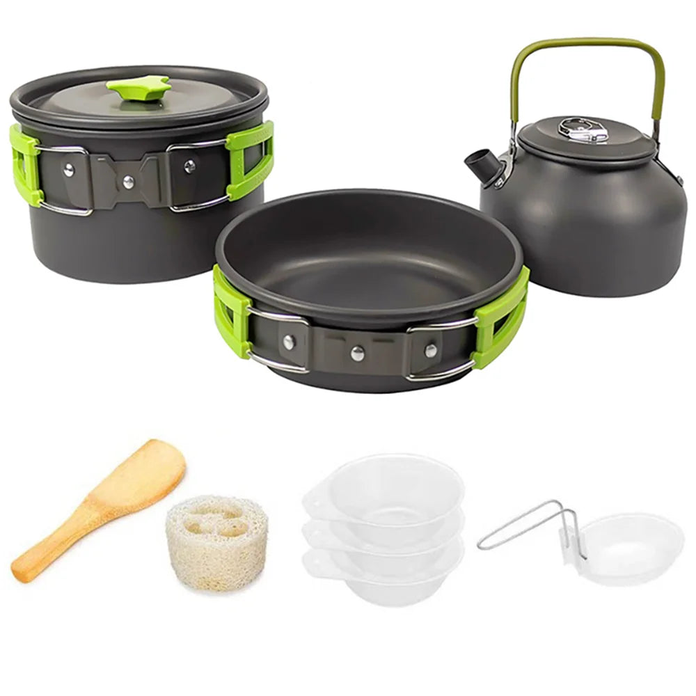 Eway LISM camping cookware set with 2-liter pot and lid, lightweight stainless steel for outdoor cooking and camping trips.