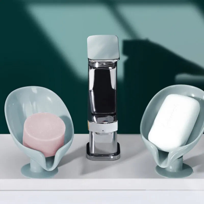 Wall-mounted soap holder by Eway with smart drainage design, no drilling required, ideal for modern bathroom organization.