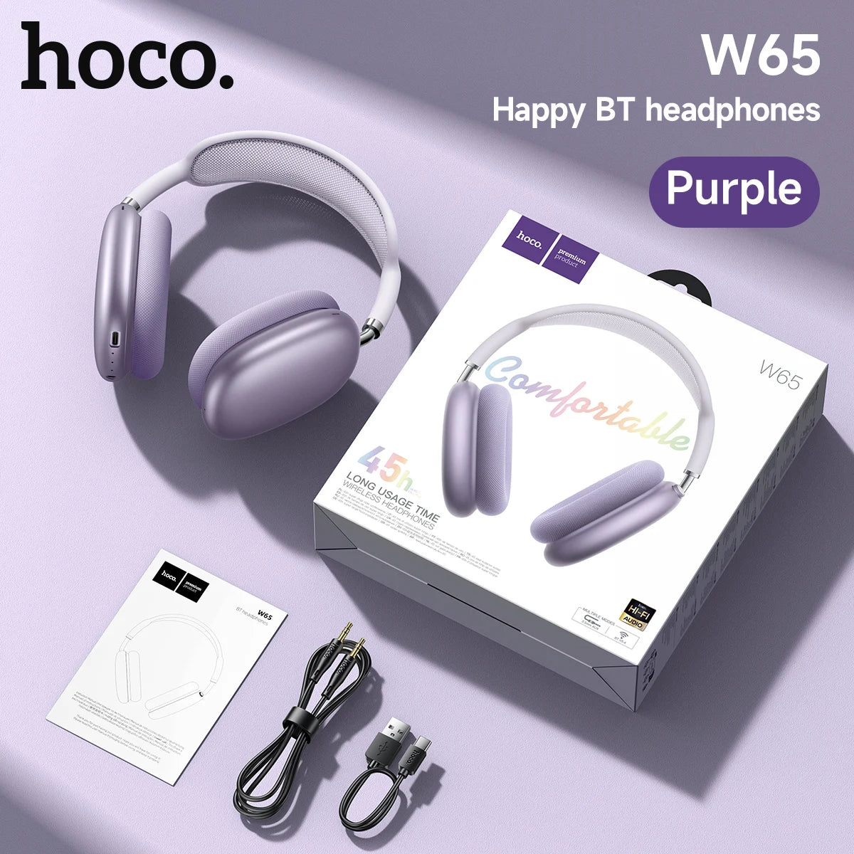 Wireless HOCO earbuds by Eway with sleek black design, charging case, and in-ear fit for comfortable listening.