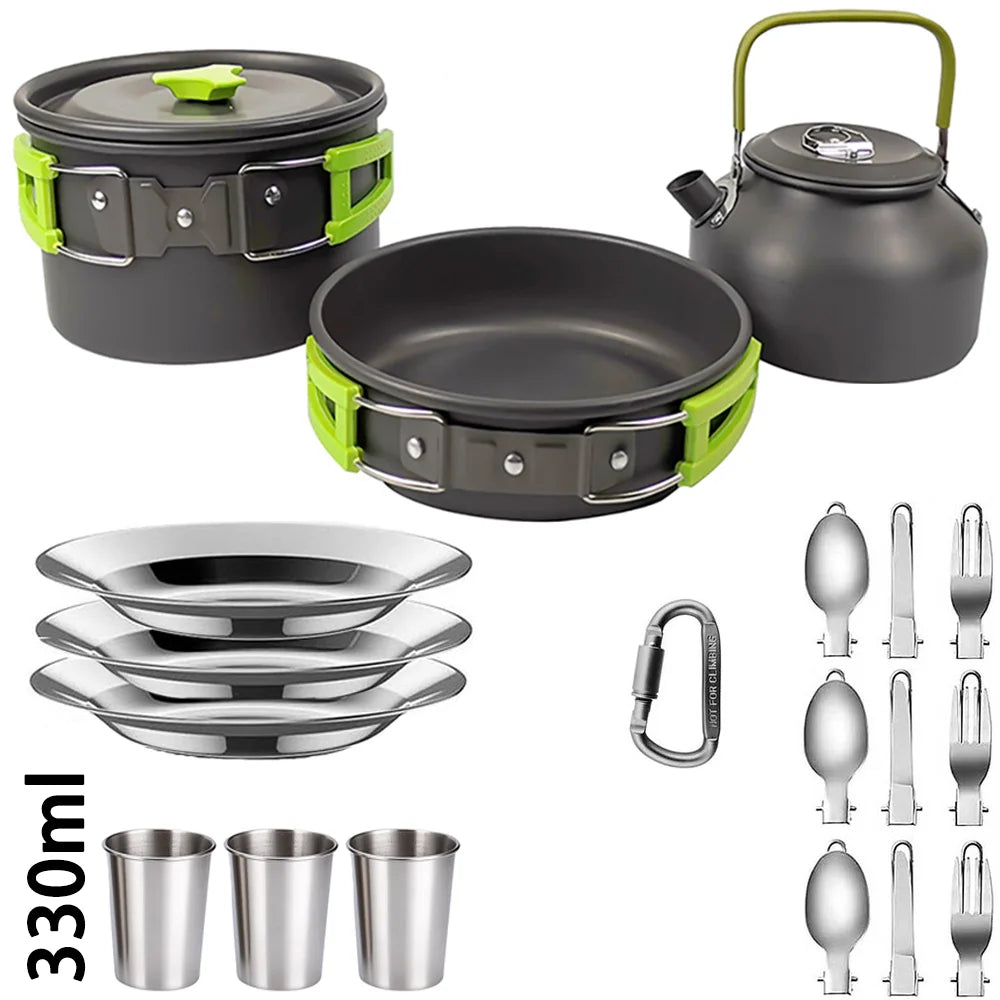Eway LISM camping cookware set with 2-liter pot, lightweight aluminum construction, ideal for outdoor cooking and camping adventures.