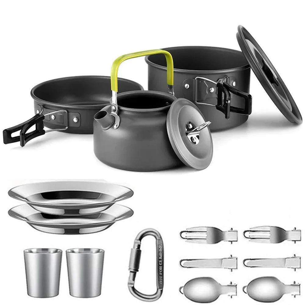 Eway LISM camping cookware set with 2-liter pot, lightweight and durable for outdoor cooking and camping adventures.