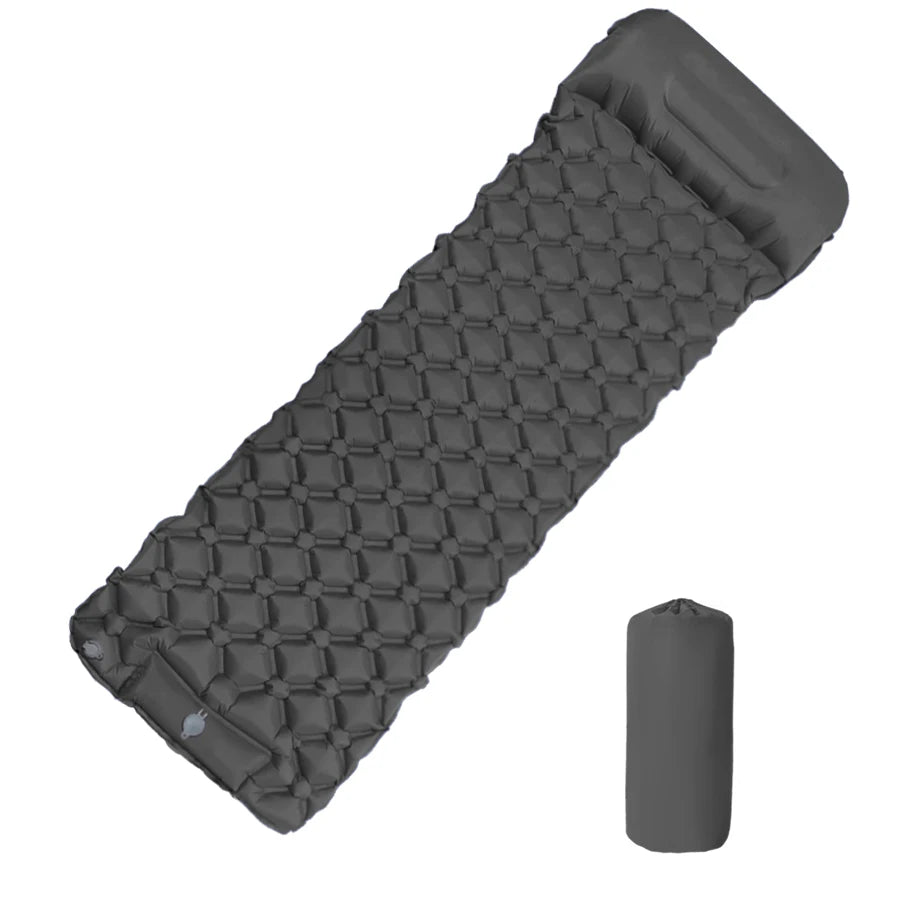 Eway inflatable camping mattress with built-in pump, showing a comfortable air mattress suitable for outdoor camping adventures.