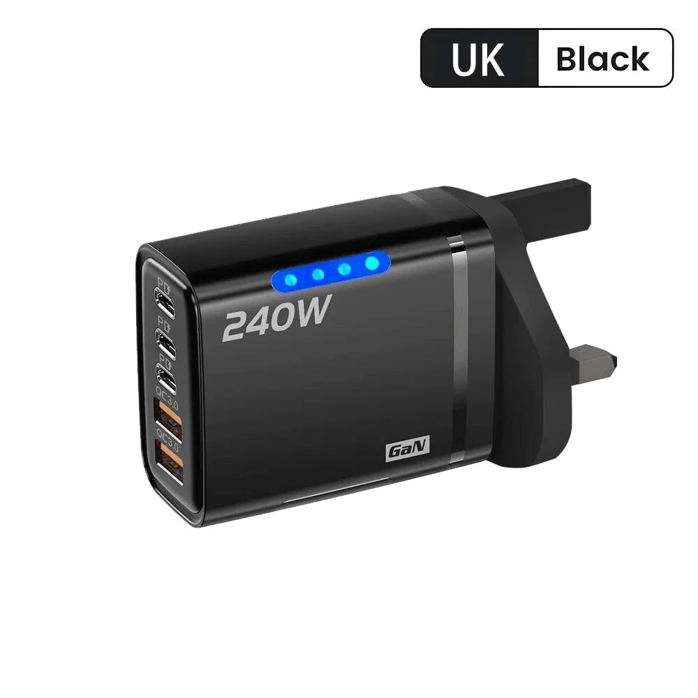 Eway 120W multi-port fast charger with multiple USB and USB-C ports for quick device charging.