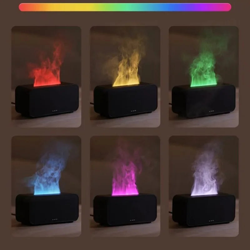 Eway humidifier with flame effect, showcasing a stylish air moisturizer with a decorative flame design in a modern home setting.