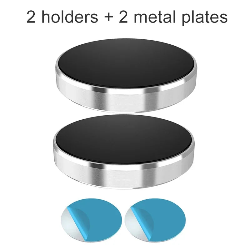 Magnetic phone holder by Eway, featuring sleek design and secure grip for smartphones, shown attached to a car dashboard.