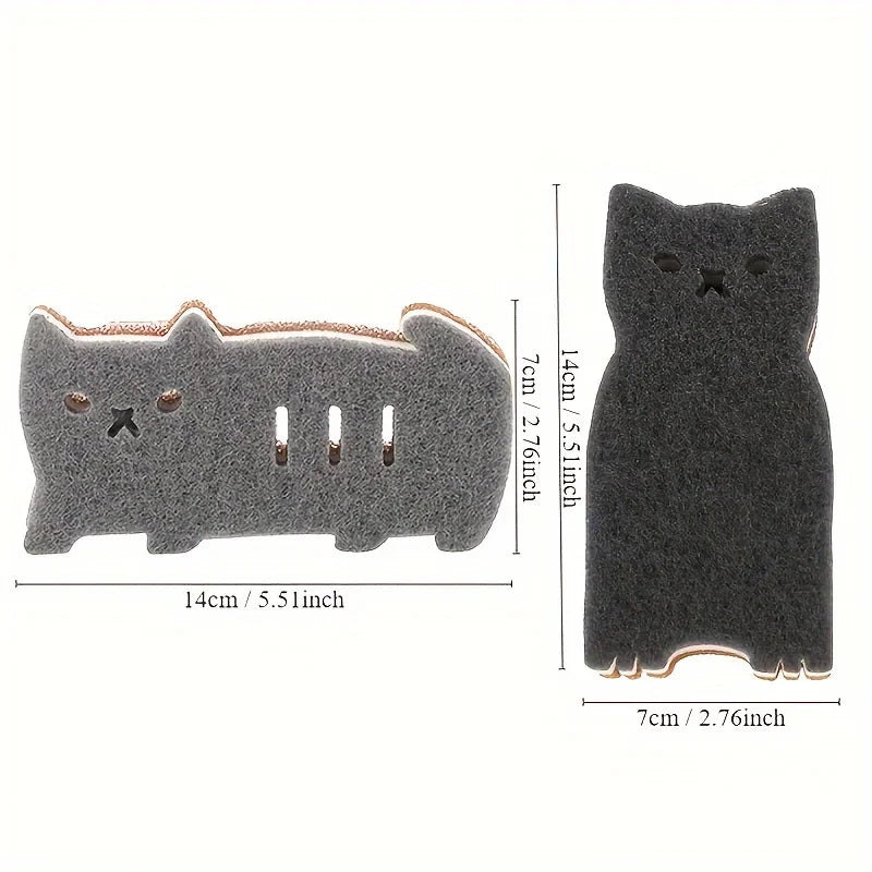 Eway cat-shaped cleaning sponge with soft, colorful surface ideal for gentle scrubbing and household cleaning tasks.