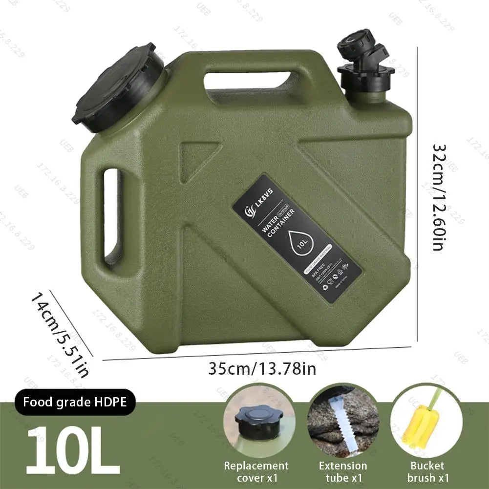 Portable 20-liter camping water tank by Eway, showing the durable plastic container with a spout and handle for easy transport.