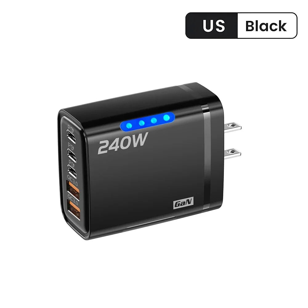 Eway 120W multi-port fast charger with multiple USB and USB-C ports, compact design, for quick device charging.