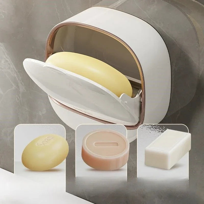 Eway waterproof, non-slip soap dish with anti-slip design, ideal for bathroom and kitchen use, durable plastic container.