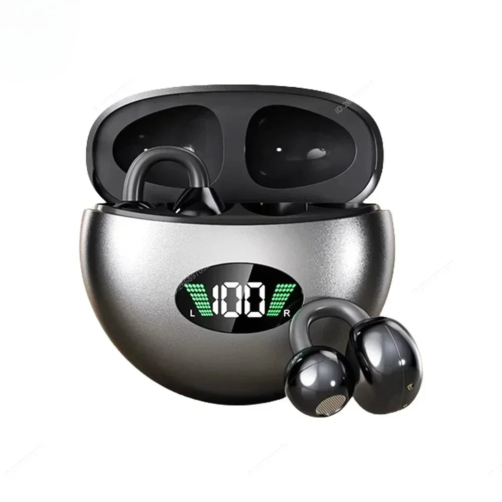 Eway TWS wireless earbuds with active noise cancellation and sleek black design, showing the earbuds and charging case.
