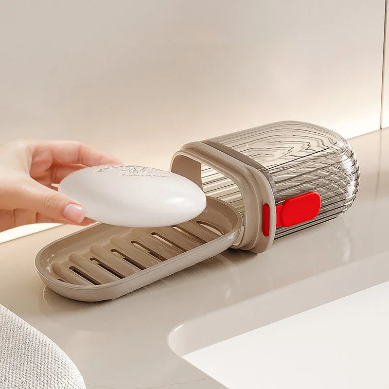 Eway travel soap container with secure lid and drainage, compact and leak-proof for convenient travel and bathroom use.