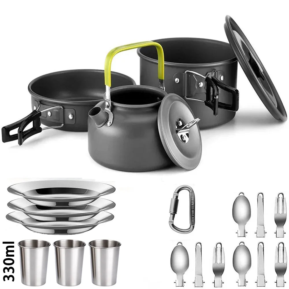 Eway LISM camping cookware set with 2-liter pot and lid, lightweight aluminum for outdoor cooking and camping adventures