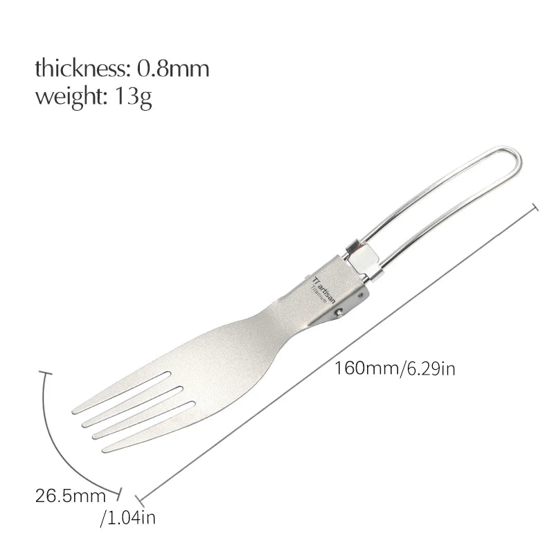 Eway Tiartisan titanium eating utensils set including fork, spoon, and knife, durable and lightweight for outdoor dining.