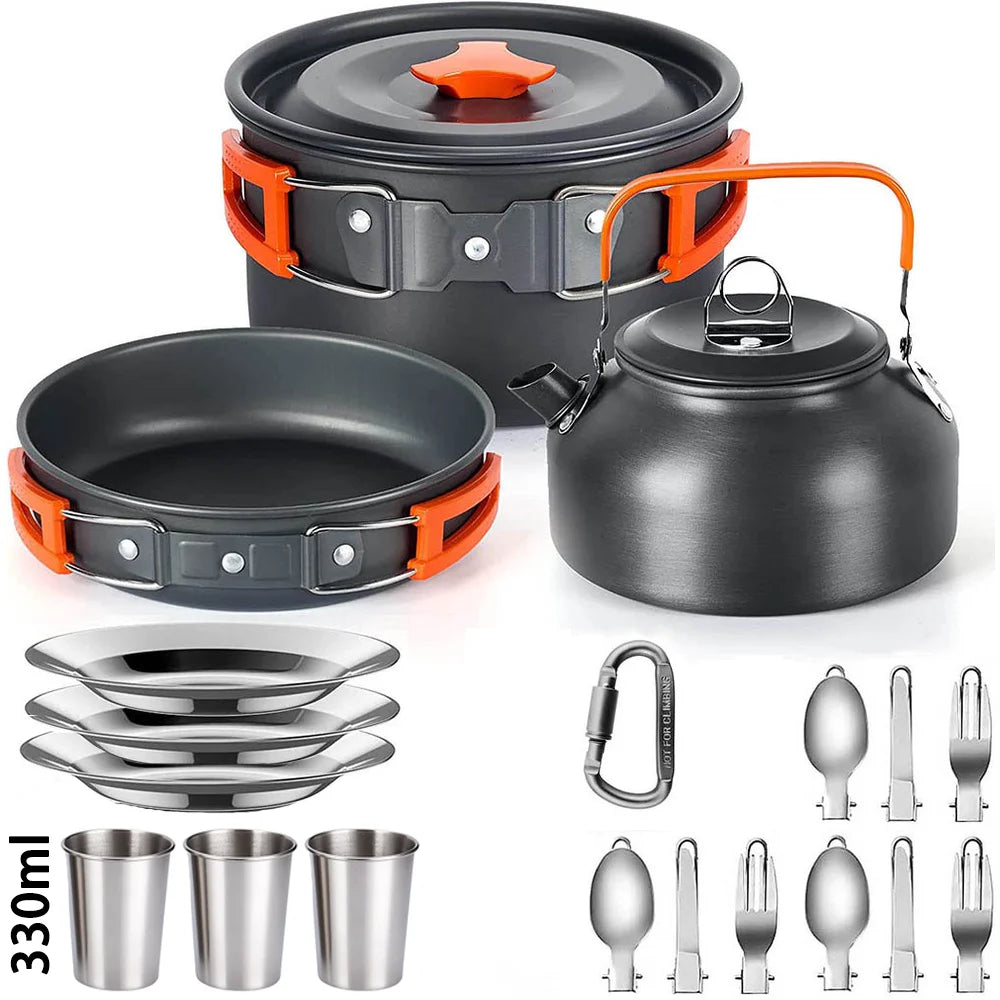 Eway LISM camping cookware set with 2-liter pot and lid, lightweight aluminum for outdoor cooking and camping trips.