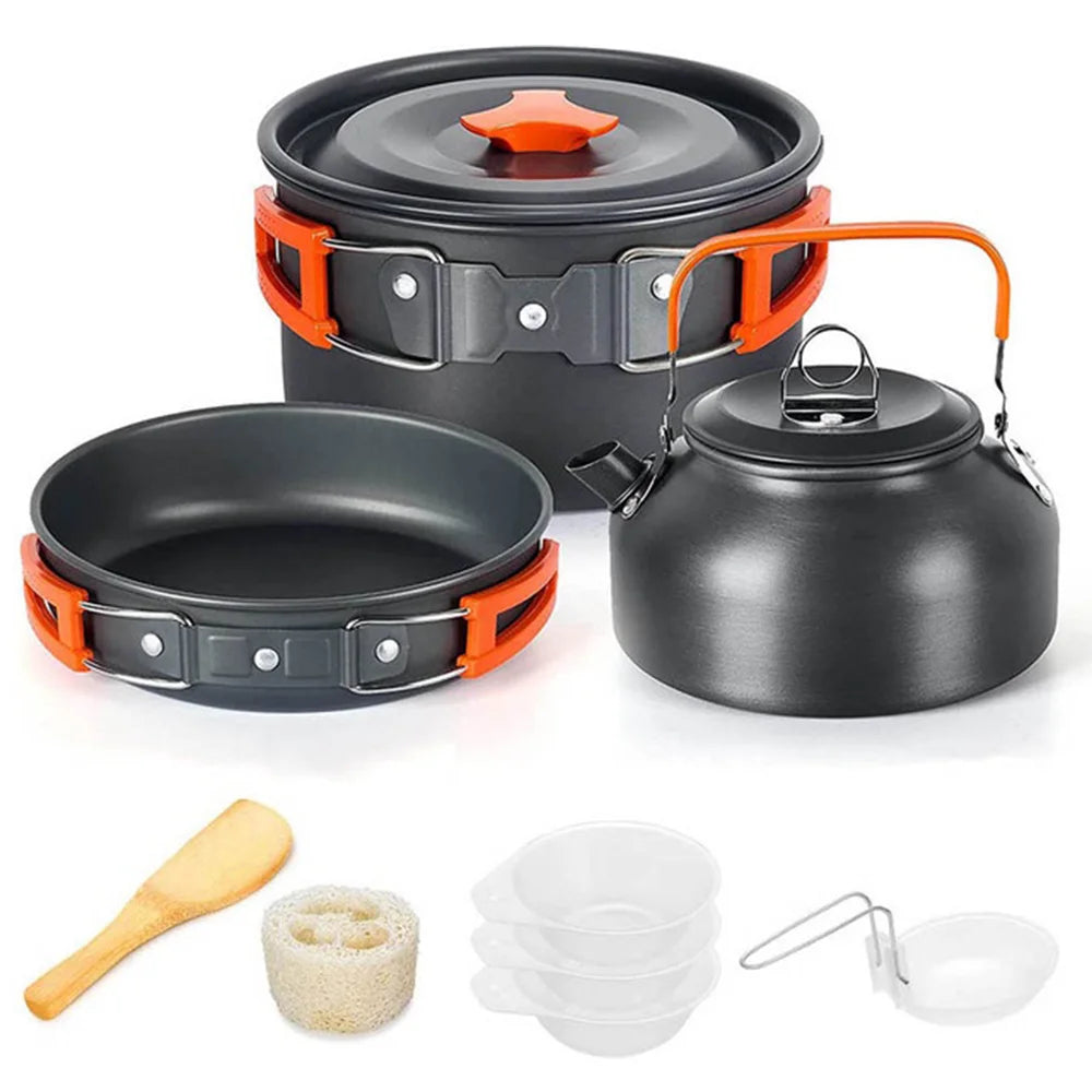 Eway camping cookware set with a 2-liter pot, lightweight stainless steel design for outdoor cooking and camping adventures.