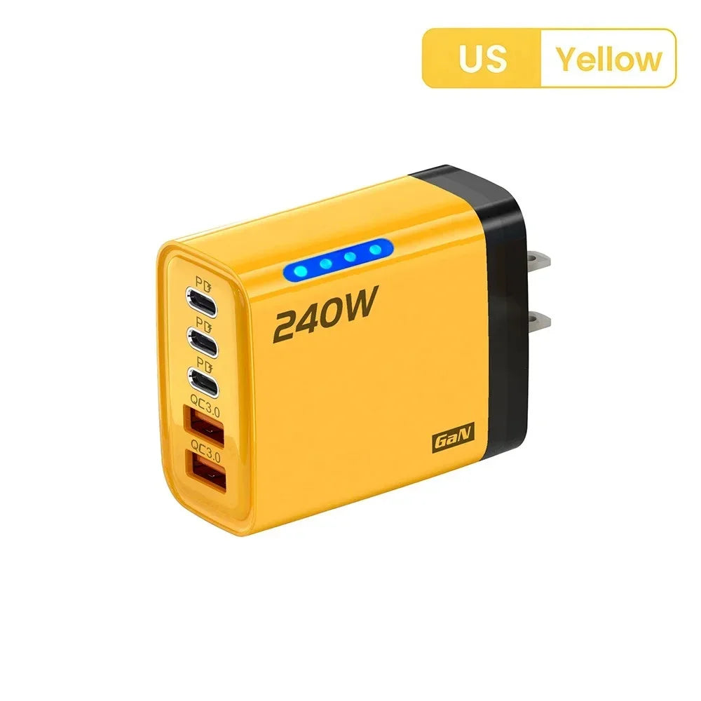 Eway 120W multi-port fast charger showing multiple USB ports and sleek design on a white background.