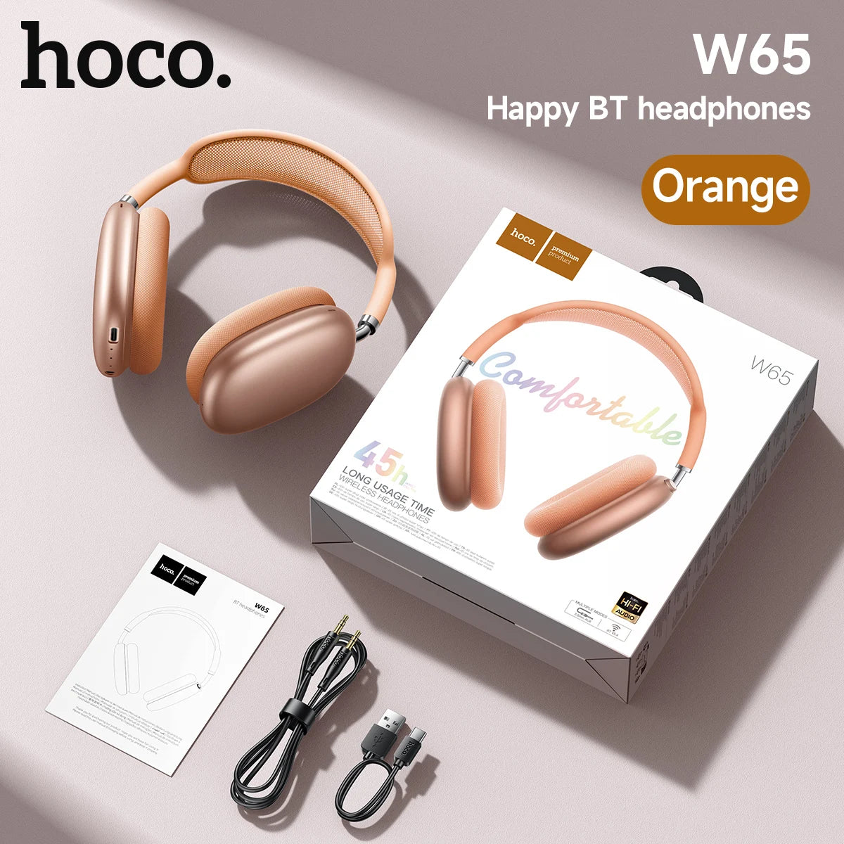 Wireless HOCO earphones by Eway with sleek design, shown in black with charging case and ergonomic ear tips.