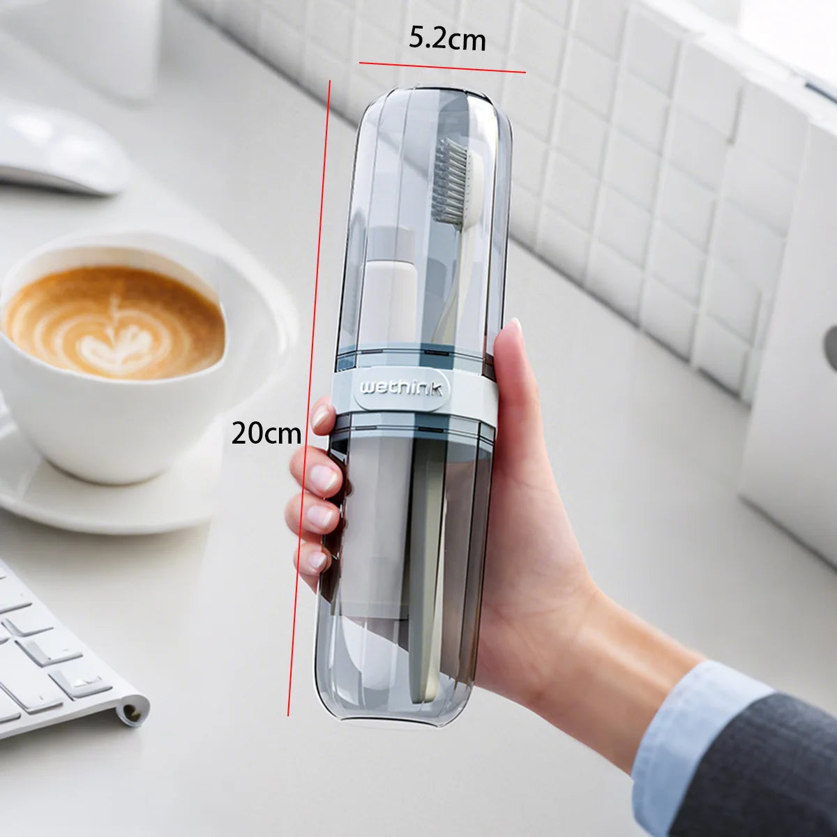 Eway travel toothpaste storage case with toothbrush holder, compact and secure for convenient oral hygiene on the go.