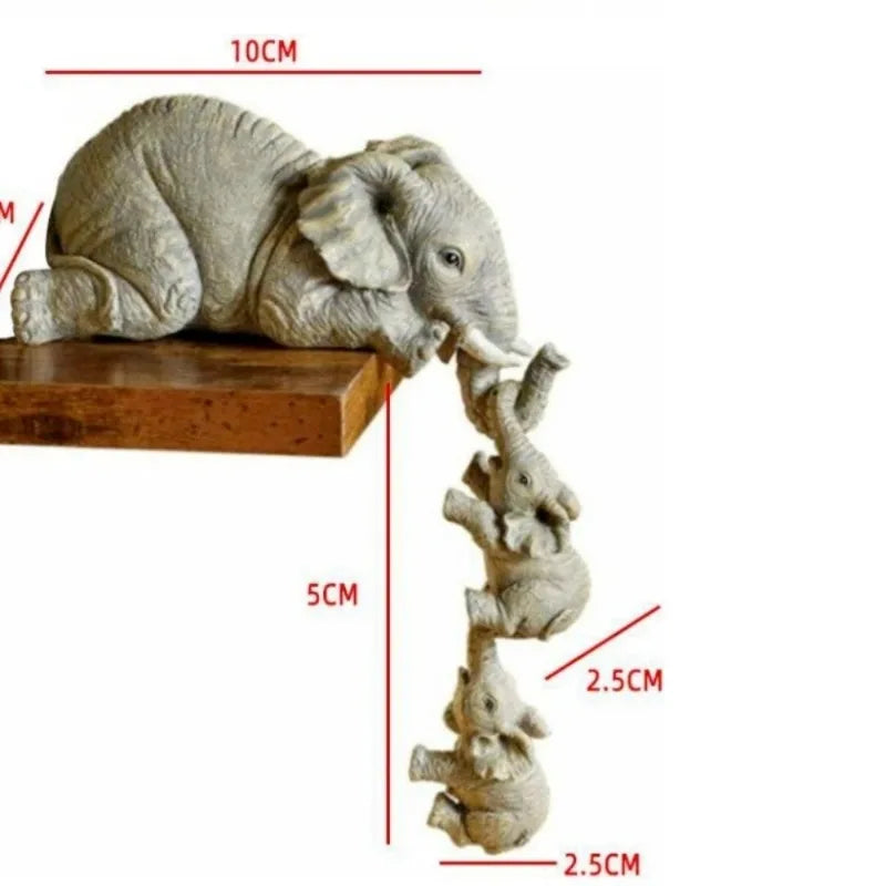 Three wooden elephant figurines from Eway, set of 3 decorative animal sculptures, showcasing detailed craftsmanship and natural wood finish.