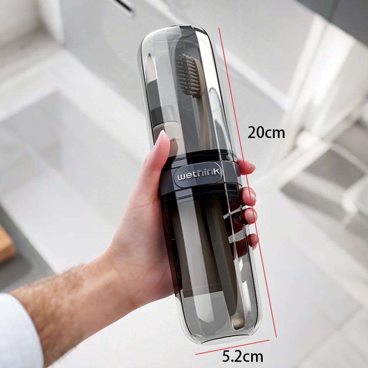 Eway travel toothpaste storage box with toothbrush holder, compact and portable for dental essentials on the go.