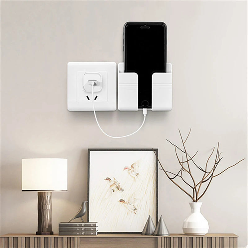 Wall-mounted device holder by Eway, showing a sleek, black wall mount bracket for electronic devices on a white background.