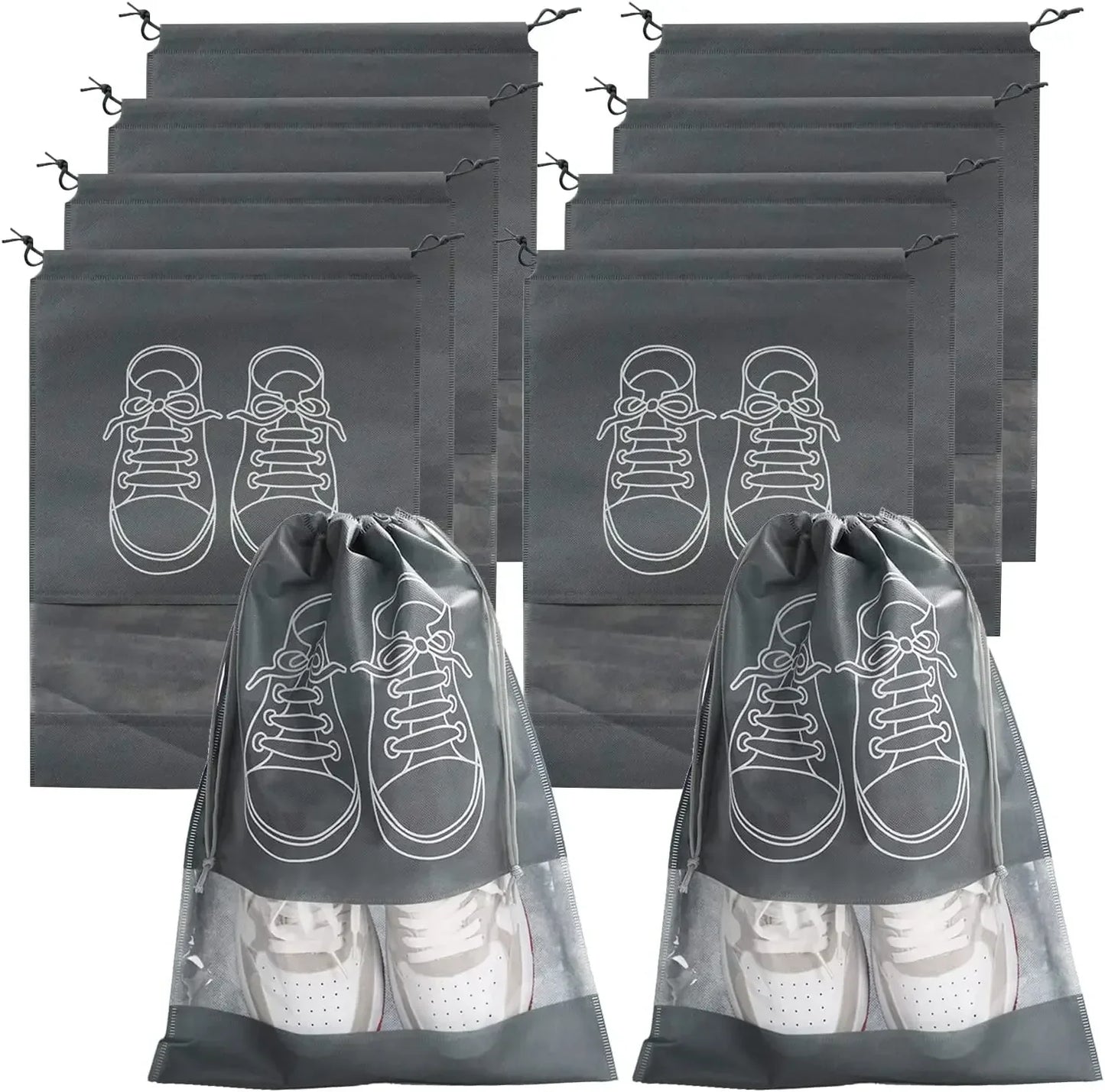 Eway travel shoe storage bags in black, lightweight and durable with zipper closure for organizing shoes during travel.