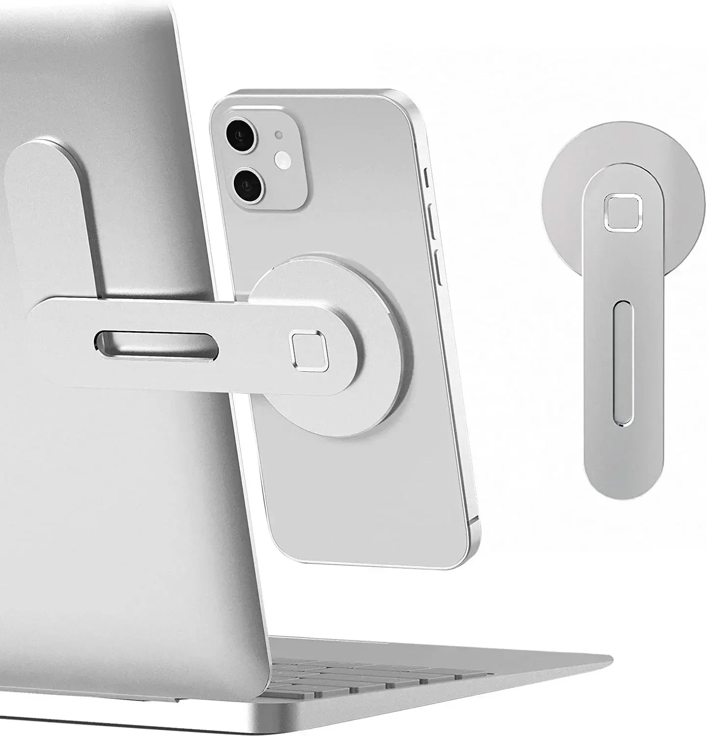 Magnetic phone holder by Eway with sleek design, securely holding a smartphone for easy viewing and hands-free use.