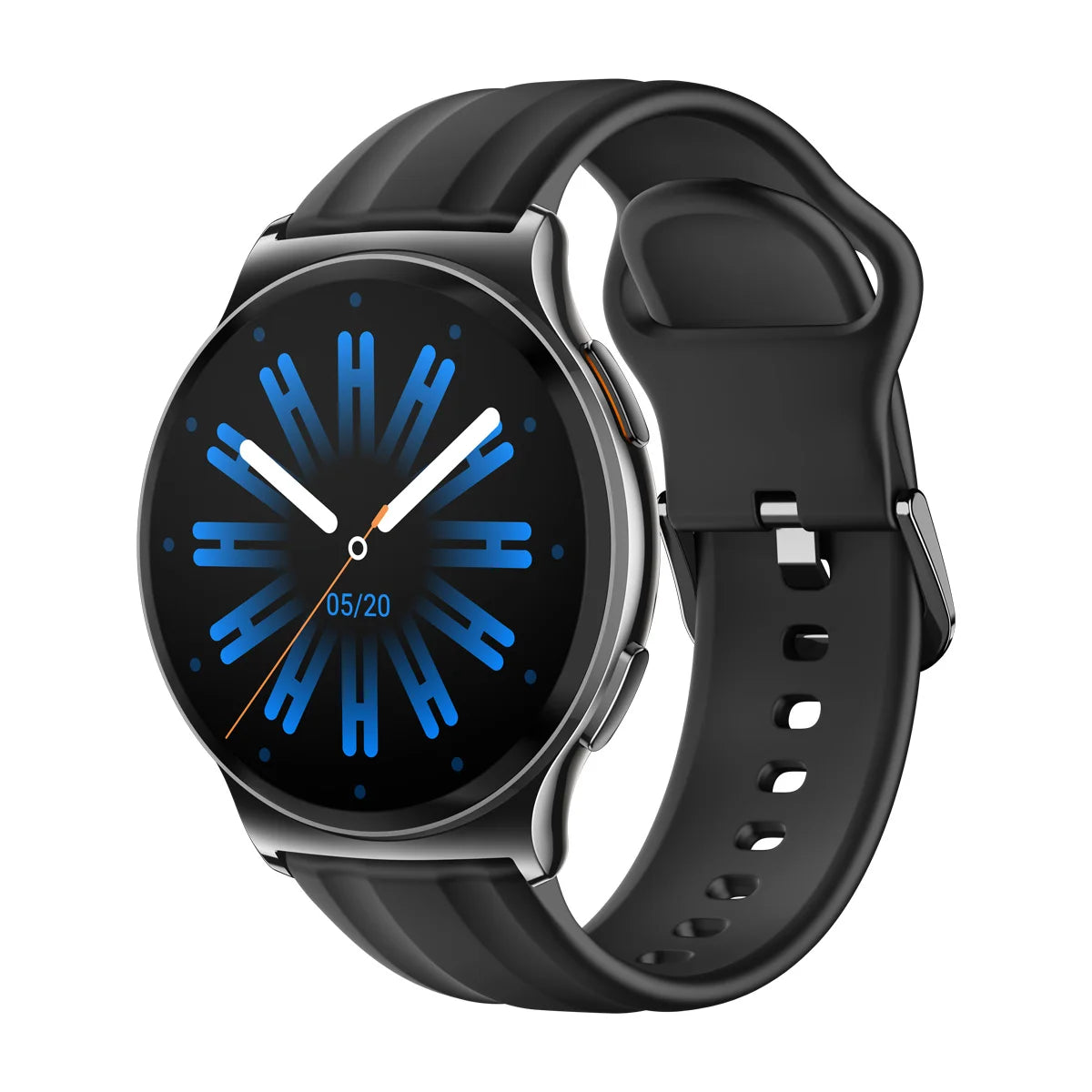 Eway Haylou Solar Lite 2 smart watch with black strap and digital display showing time and health tracking features.