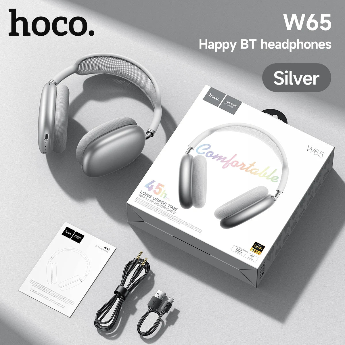 Wireless HOCO earphones by Eway with sleek design and in-ear style, shown in black with charging case.