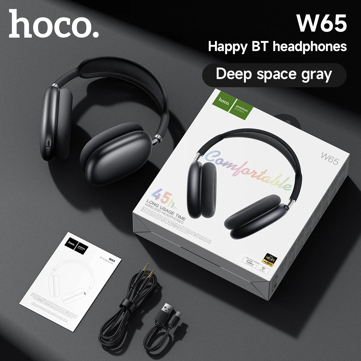 Wireless HOCO earphones by Eway with sleek design, featuring in-ear earbuds and a compact charging case.