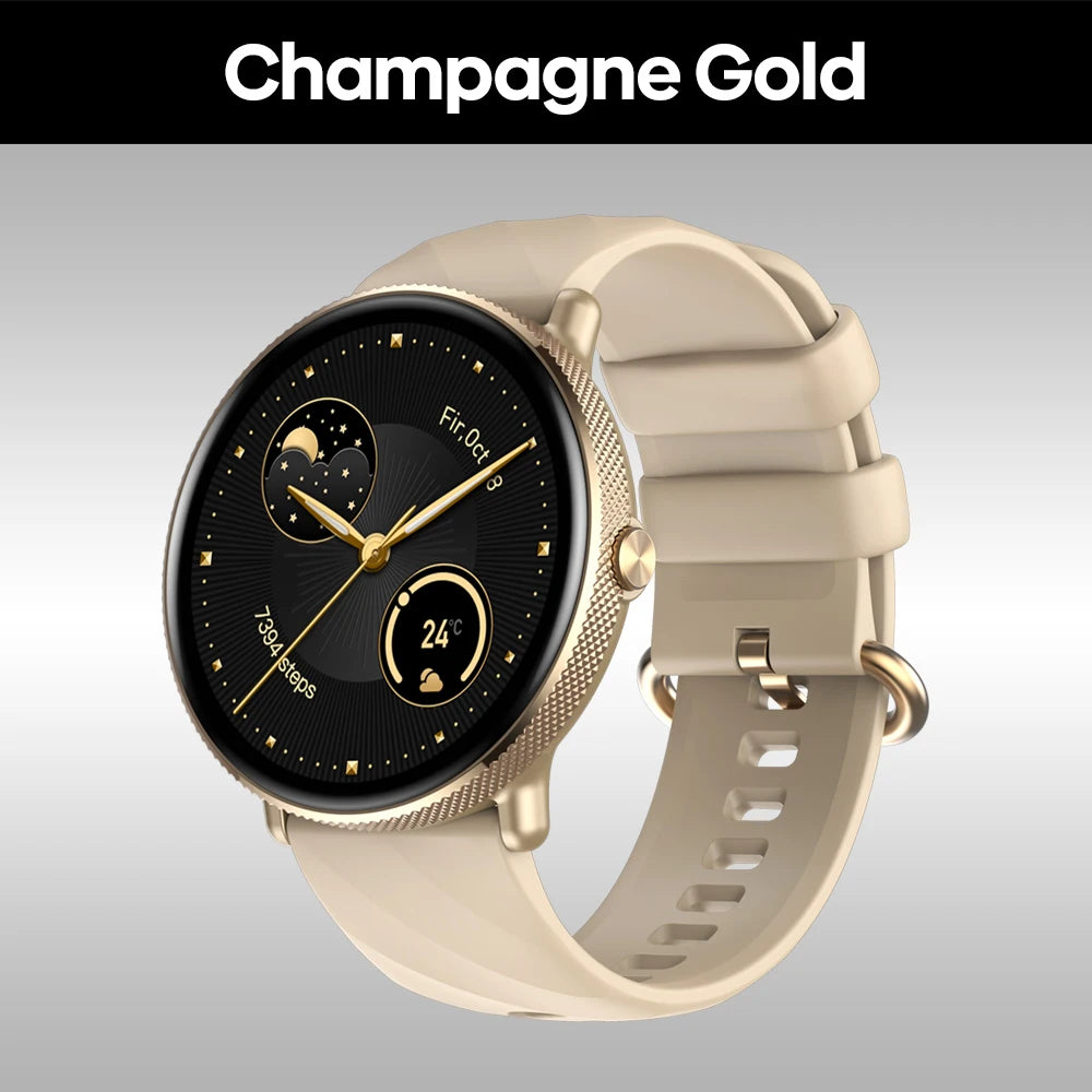 Zeblaze GTR 3 PRO smartwatch by Eway showing a round display with fitness tracking features and sleek black strap.