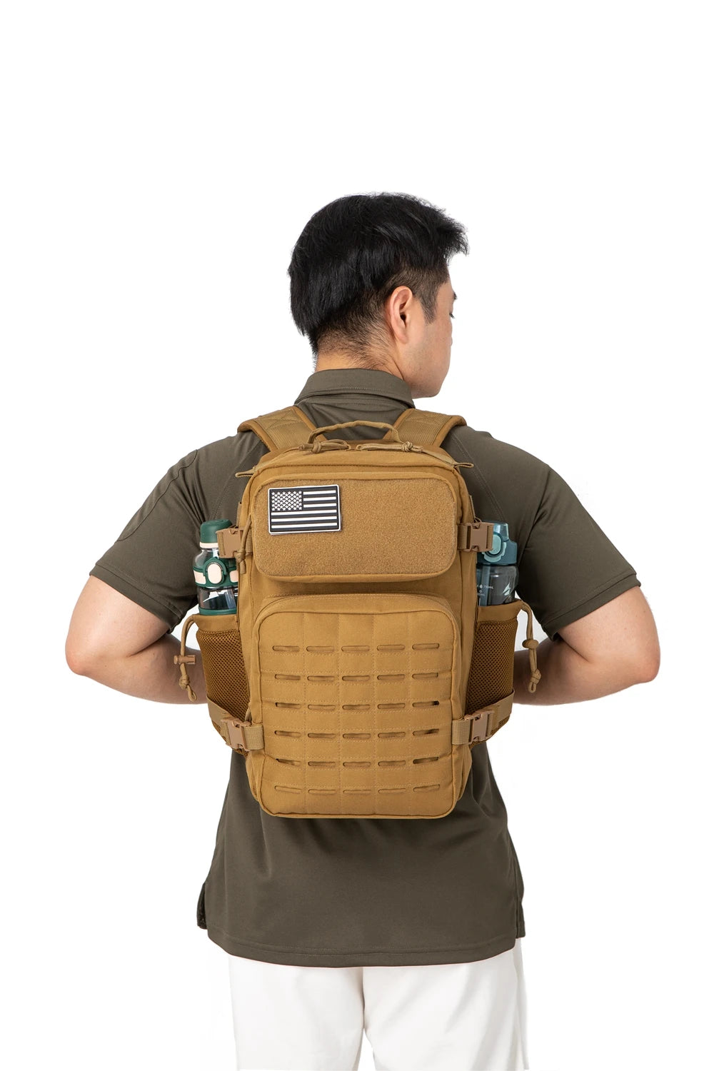Eway ReFire Gear outdoor backpack with multiple compartments, black color, and adjustable straps for hiking and outdoor activities.