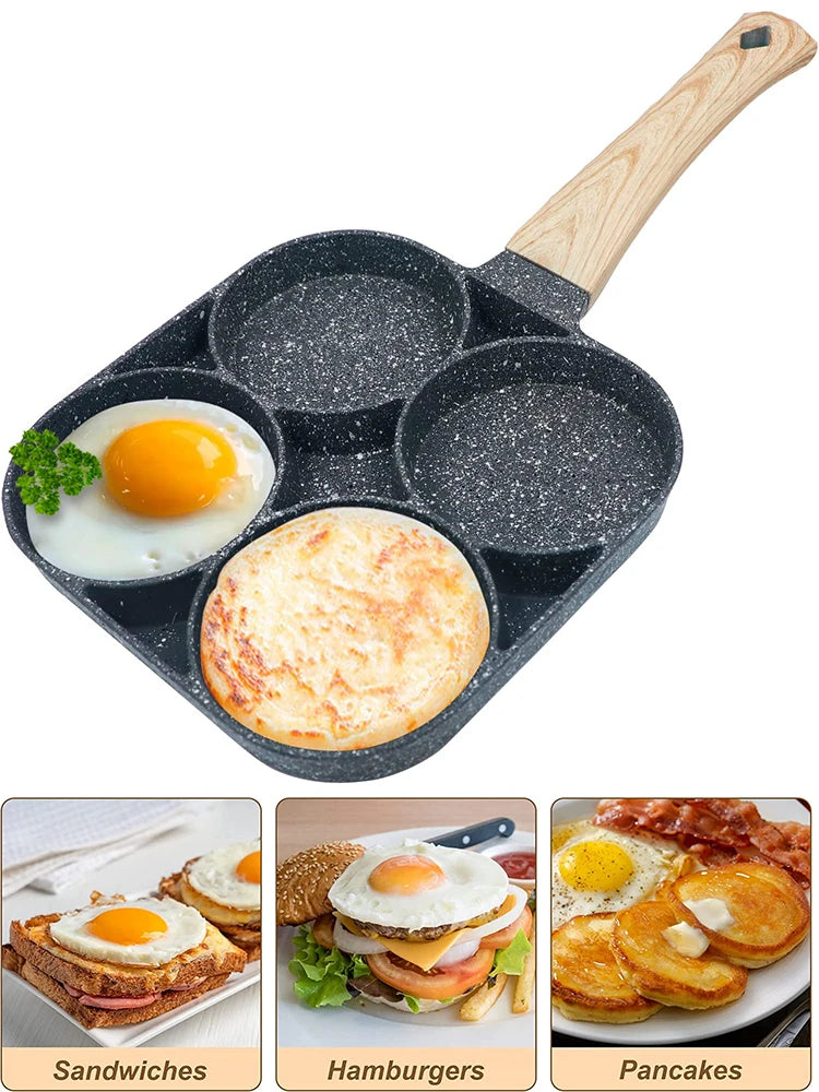 Eway 4-eye egg and pancake frying pan with non-stick surface, suitable for breakfast cooking and versatile kitchen use.